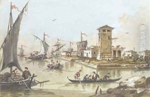 The port of Malamoco by Giacomo Guardi