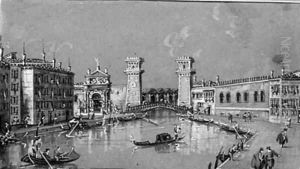 A view of the Arsenal, Venice by Giacomo Guardi