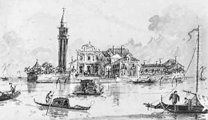 The island of San Spirito, Venice by Giacomo Guardi