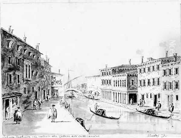 View from the canal leading from the Zattere to the Church of the Carmine, Venice - view 1