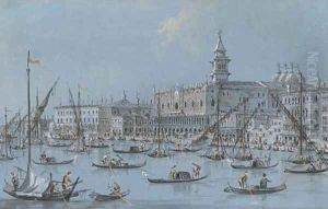 View of the Riva degli Schiavoni, Venice, with the Palazzo Ducale and Libreria di Sansovino by Giacomo Guardi