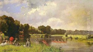 Au Bord De La Riviere by Herminie Gudin