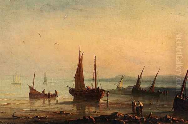 Fishermen By The Shore At Sunset - view 1