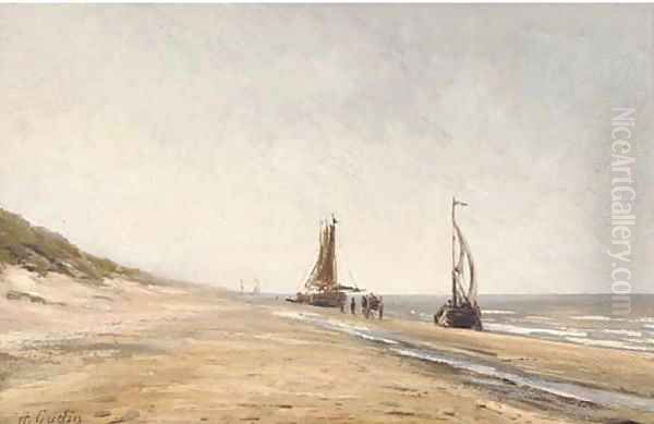 Fishing boats at low tide - view 1