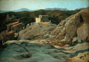 Italian village by Louis Gurlitt
