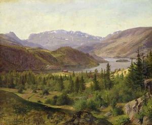 Hjelle in Valders Tile Fjord by Louis Gurlitt