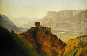 Die Ruine Brunnenburg mit dem Etschtal by Louis Gurlitt