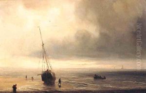 A Beached Fishing Boat With A Storm Approaching by Theodore Gudin