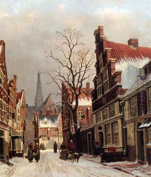 Townsfolk In A Snow-covered Street In Haarlem - view 1