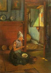 Girl Peeling Potatoes, Volendam by Rudolf Gudden