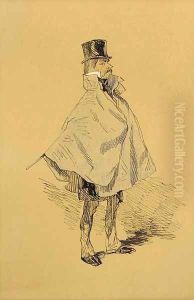 Portrait of a gentleman, full-length by Paul Gavarni