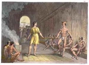 A Canadian Indian marriage ceremony from Le Costume Ancien et Moderne by Gallo Gallina
