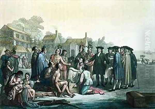 William Penn negotiating the treaty leading to the foundation of Pennsylvania - view 1