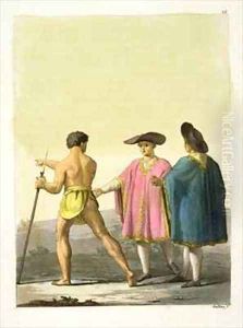Men Wearing Ceremonial Ponchos in Santiago Chile by Gallo Gallina