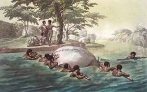Gingri Tribesmen Crossing the River Zebee by Gallo Gallina