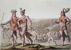 Chief Outina Enemy of Saturiba Walks Among his Followers by Gallo Gallina