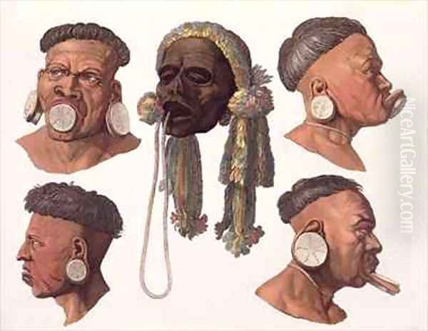 Heads of Botocudos Indians - view 1