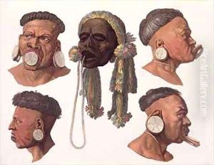 Heads of Botocudos Indians by Gallo Gallina