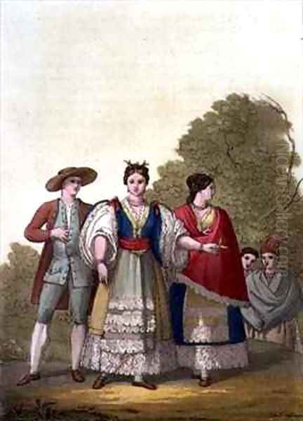 Peruvian Men and Women in Traditional Costume - view 1