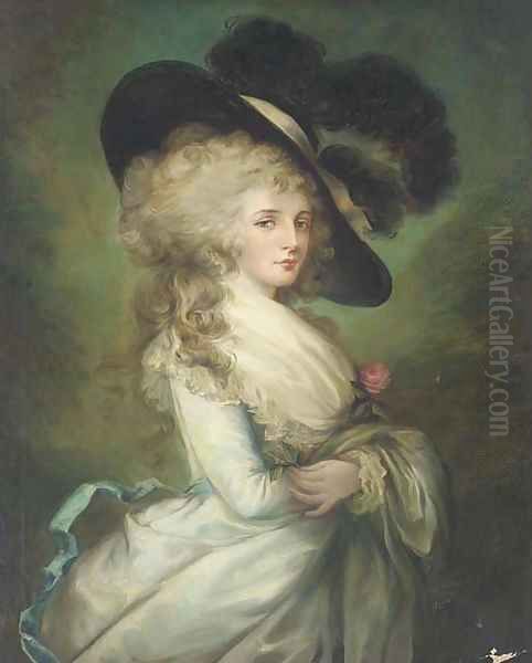 Portrait of Georgiana, Duchess of Devonshire (1757-1806), three-quarter-length, in a pale blue dress and black hat - view 1