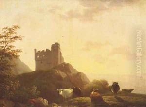 Cattle in an Italianate landscape by Thomas Gainsborough