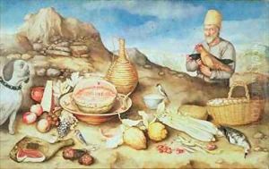 Still Life with Peasant and Hens by Giovanna Garzoni