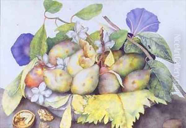 Still life with Plums Walnuts and Jasmine - view 1
