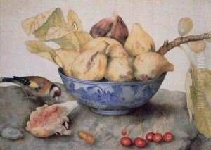 China Bowl with Figs, a Bird, and Cherries by Giovanna Garzoni