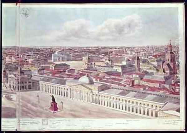 Panorama of Moscow depicting the department store Gum and the Bolshoi Theatre in Red Square - view 1