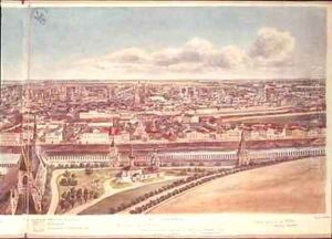 Panorama of Moscow depicting the Kremlin Walls and the Moskva River by Gadolle