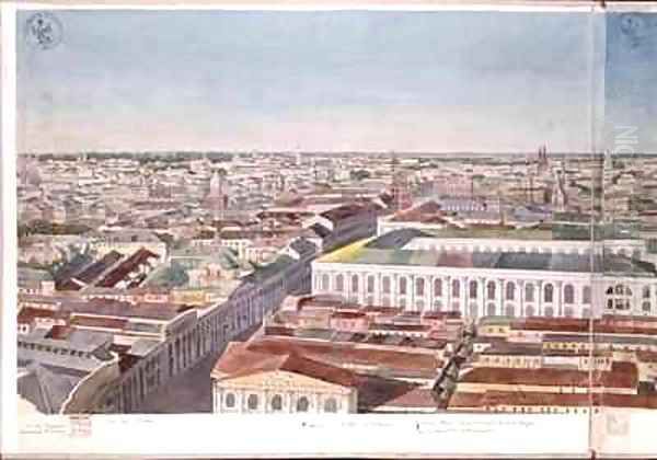 Panorama of Moscow depicting the former market square and Stock Exchange in Gostiny Dvor - view 1