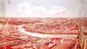 Panorama of Moscow depicting the Moskva River by Gadolle