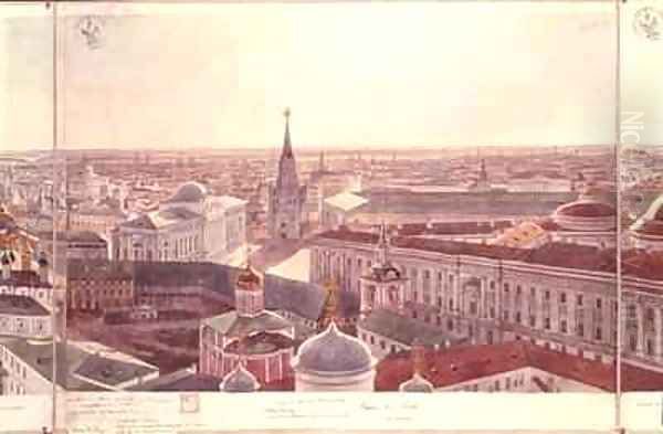 Panorama of Moscow depicting the former Senate Palace now the Cabinet Office Wosnesenskoy Monastery and the former Arsenal - view 1