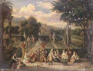 Ornamental garden with dancing figures by Pieter Gysels
