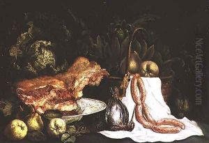 Still Life with Vegetables Meat Fruit and Game by Pieter Gysels