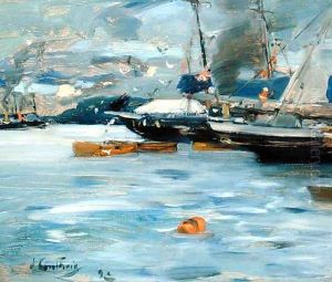 Moored Yachts Oban by Sir James Guthrie