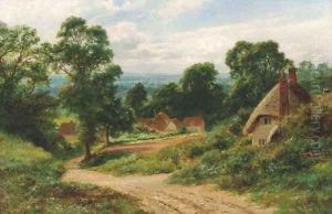 Cottages in an extensive landscape by Robert Gallon