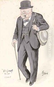 His finest hour Churchill in distinctive pose by Robert Gallon