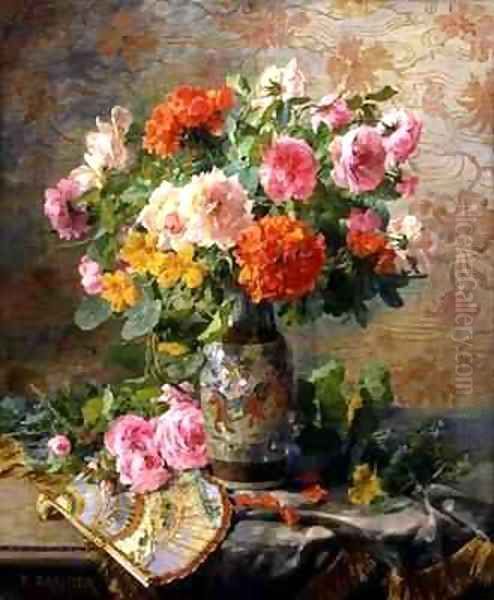 Vase of Flowers and a Fan - view 1