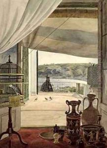 View from a Room with a Balcony over the Gulf of Naples by Carl Wilhelm Goetzloff