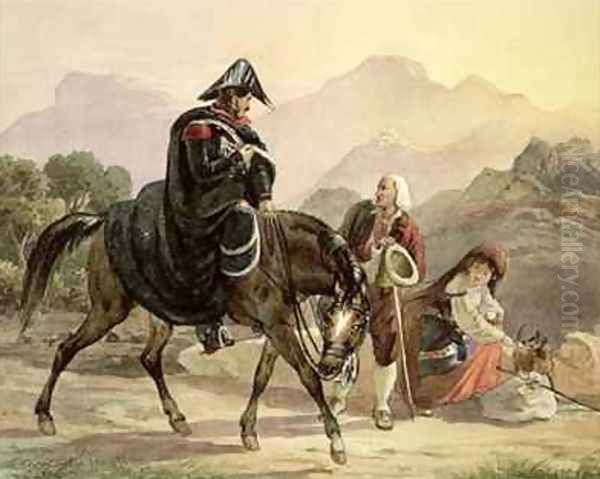 Mounted Italian Policeman with Rural Folk - view 1