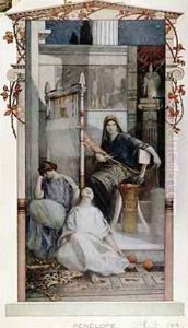 Penelope undoing her tapestry during the night illustration from LIllustration