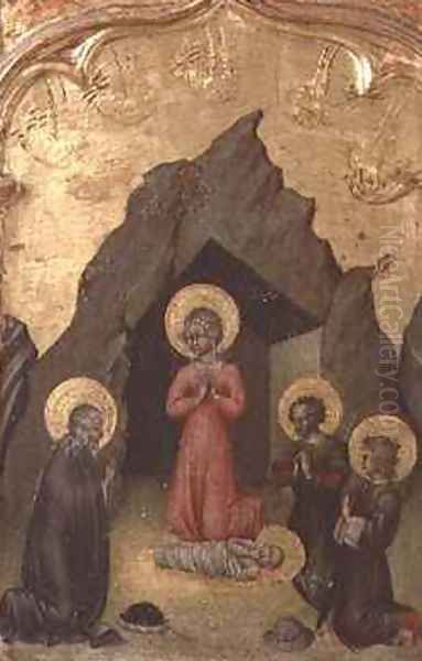 Adoration of the Child by the Virgin St Joseph and two saints - view 1