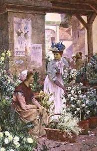 The Flower Market Boulogne by Arthur Augustus II Glendening