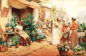 Parisienne flower market by Arthur Augustus II Glendening