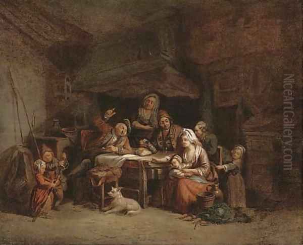 A family around a kitchen table - view 1