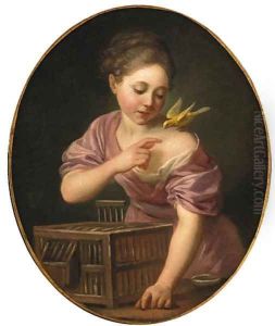 A girl with a canary and an open cage by Jean Baptiste Greuze