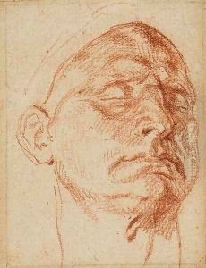 Tete d'homme les yeux clos by Jean Baptiste Greuze