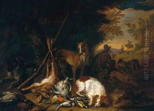 A Hunter with his Dogs by Adriaen de Gryef