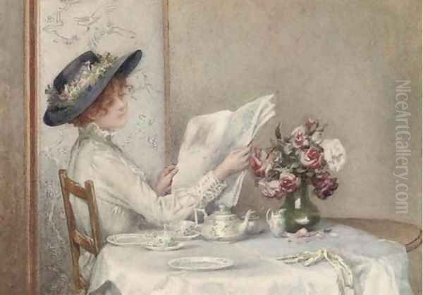 Afternoon tea recto and an oil sketch of a bird's nest verso - view 1